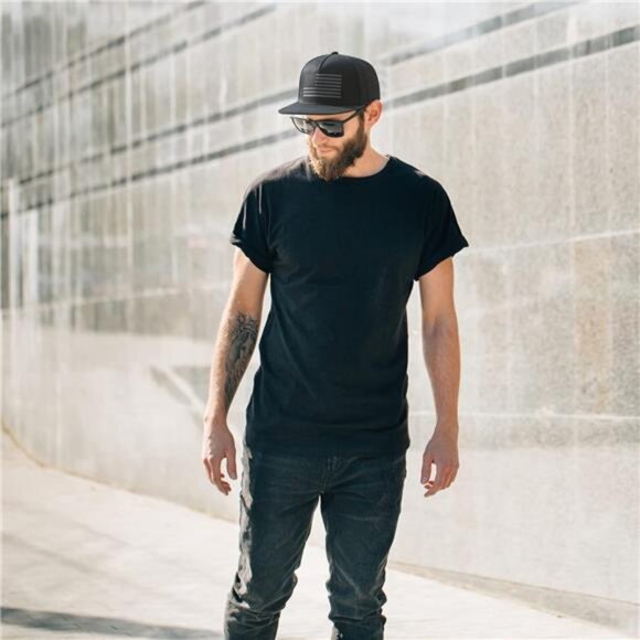 American flag snapback trucker hat flat bill adjustable mesh baseball cap unisex - Picture 6 of 7